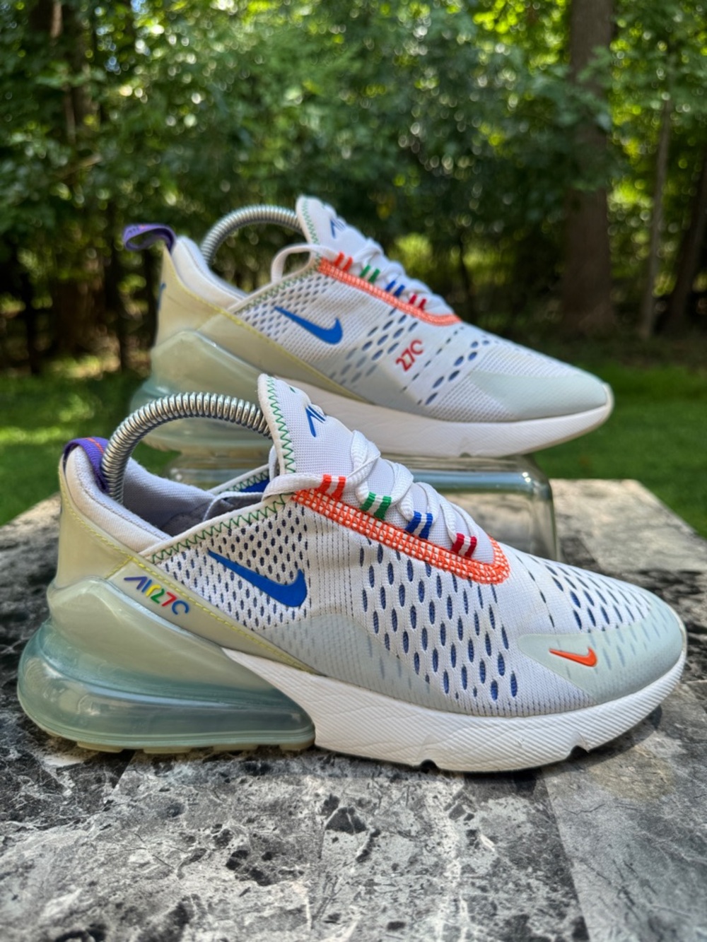 Nike Air Max 270 GS White/Racer Blue/Green DC1997-100 Size Women's 7.5/6Y